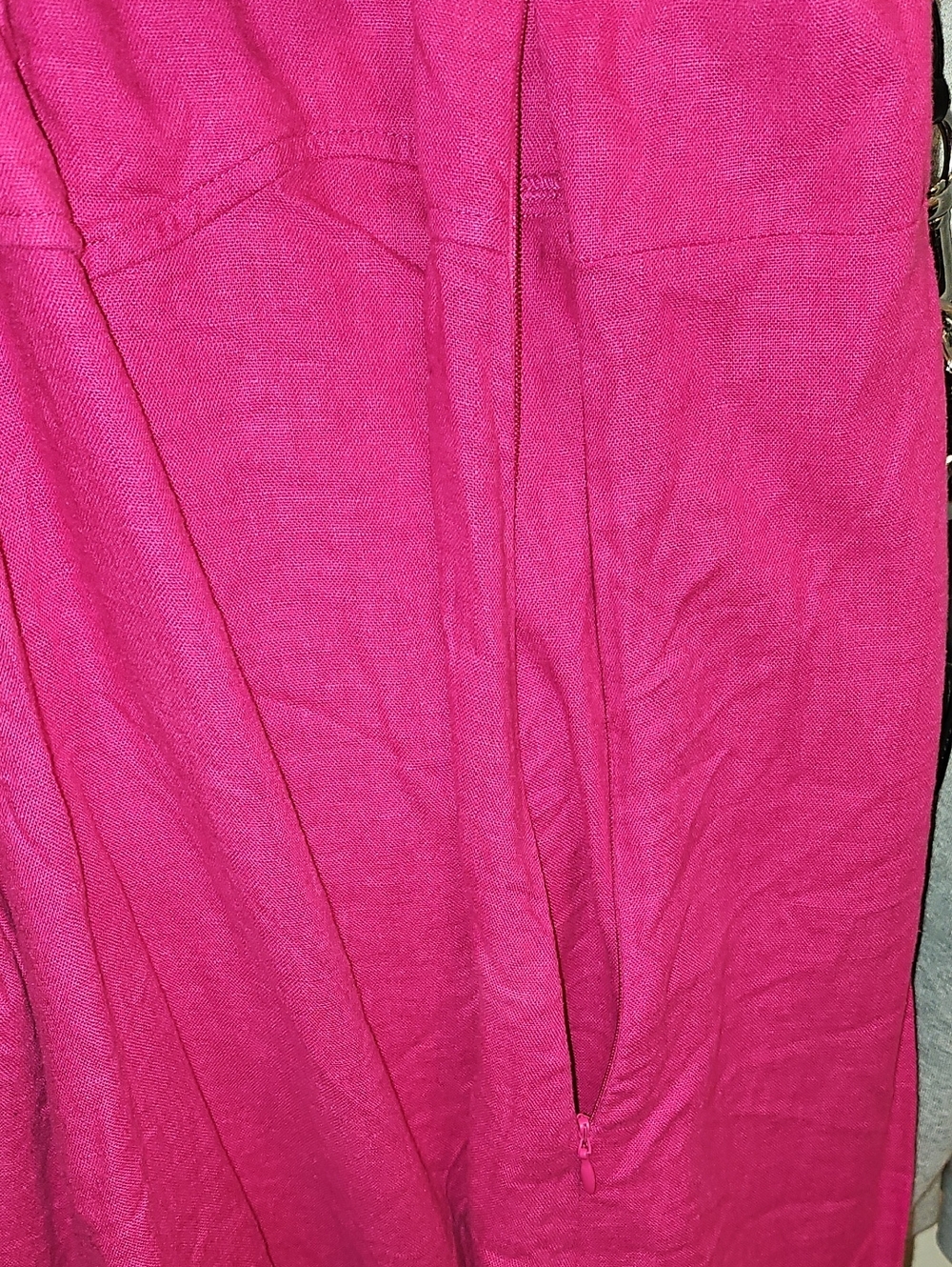 A New Day Puff Sleeve Linen Blend Dress Dark Pink XL - Picture 6 of 8